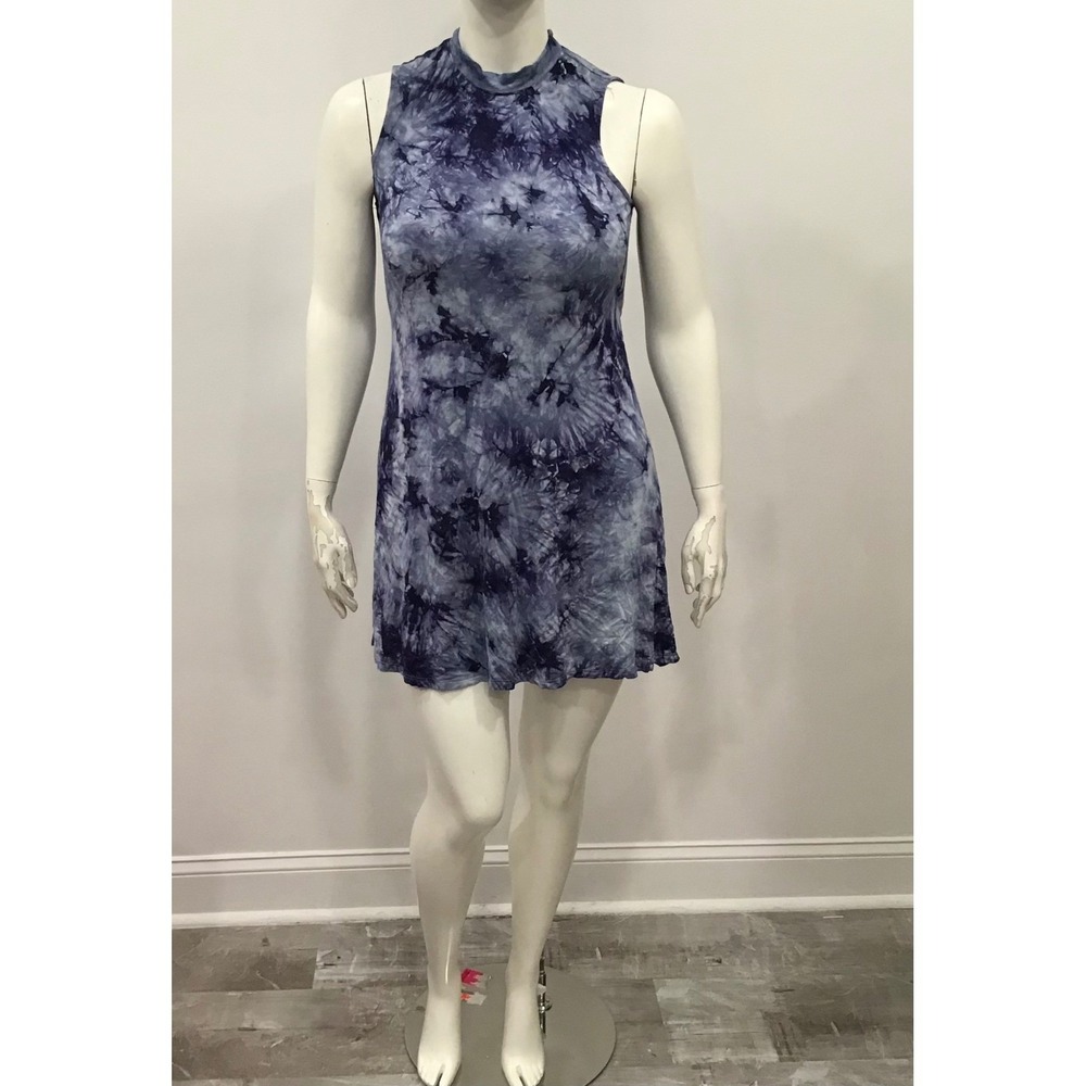 Justice‎ Girls Dress Tie Dye Size 20 Plus Blue Sleeveless Stretch Boho Mock Neck